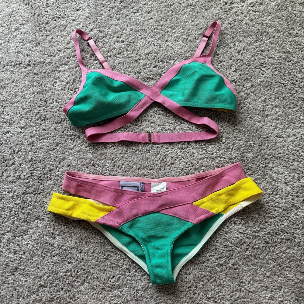 HERVE LEGER Colorful Bikini Set sz Large